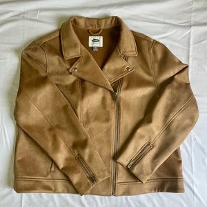 Old Navy Tan Faux Suede Moto Jacket XXL